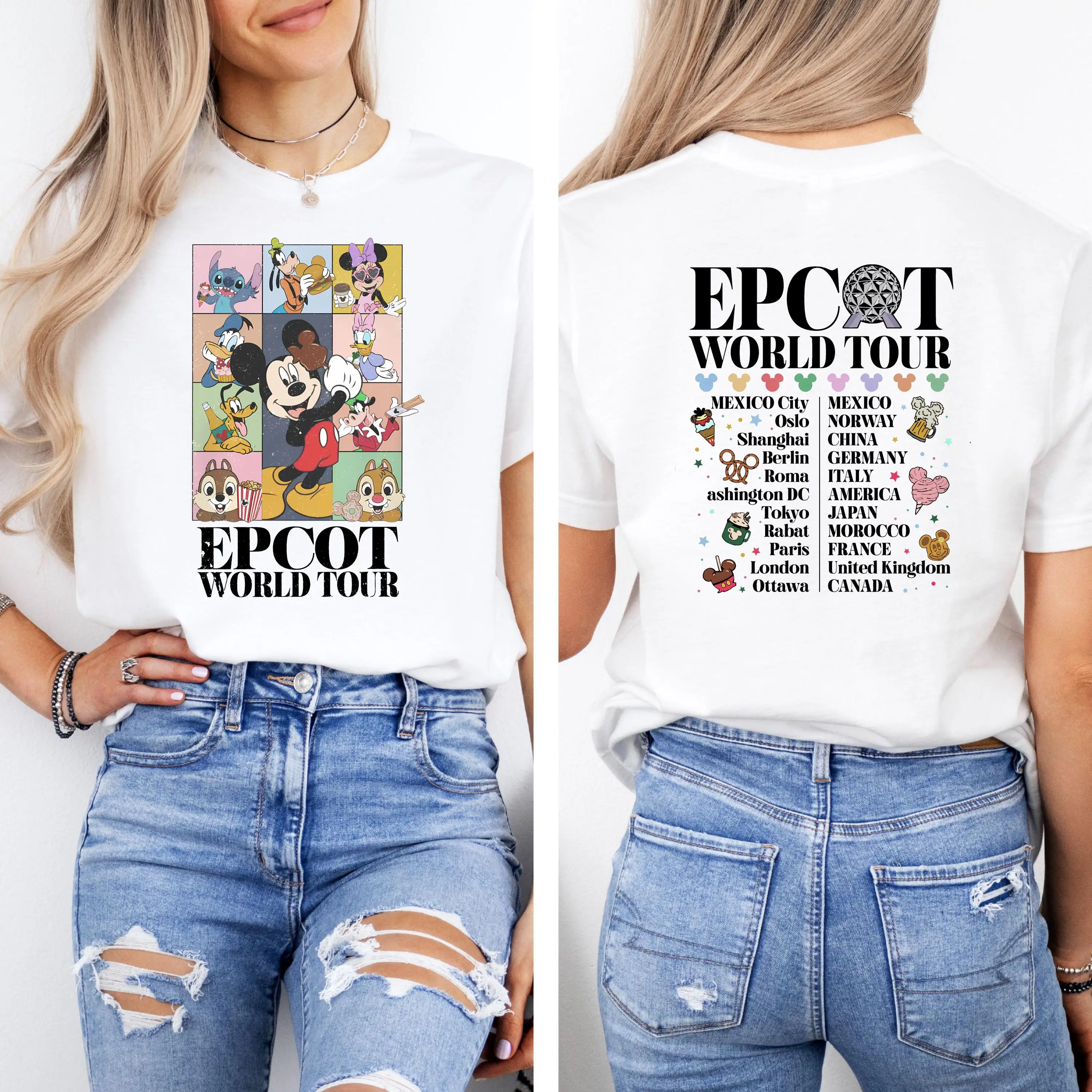 

Disney Epcot World Tour 2025 T-Shirt for Women Short Sleeved Cotton Tees Disneyworld Traveler Shirt Summer Tops Women's T-Shirt