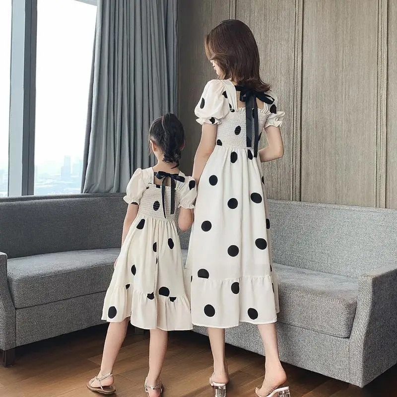 Mother Kids Clothes Girls Dresses Fashion Polka Dot Dress Mom and Daughter Matching Clothes Matching Family Outfits Summer Look