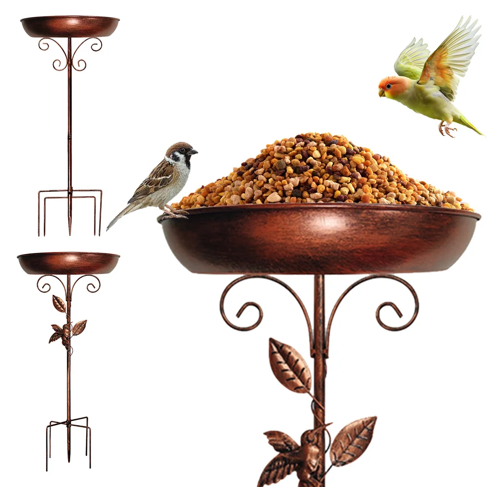 

Removable 12 Inch Dia Bowl Outdoor Garden Bird Bath with Metal Stake Vintage Metal Bird Bath Bowl for Garden Yard Lawn Decor