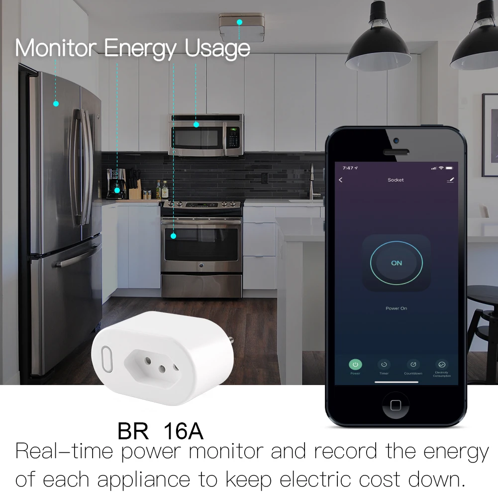 Moes tuya 16a/10a br Standard Smart Plug mit Power Monitor, Smart Life App Wifi Smart Socket funktioniert für Google Home, Alexa