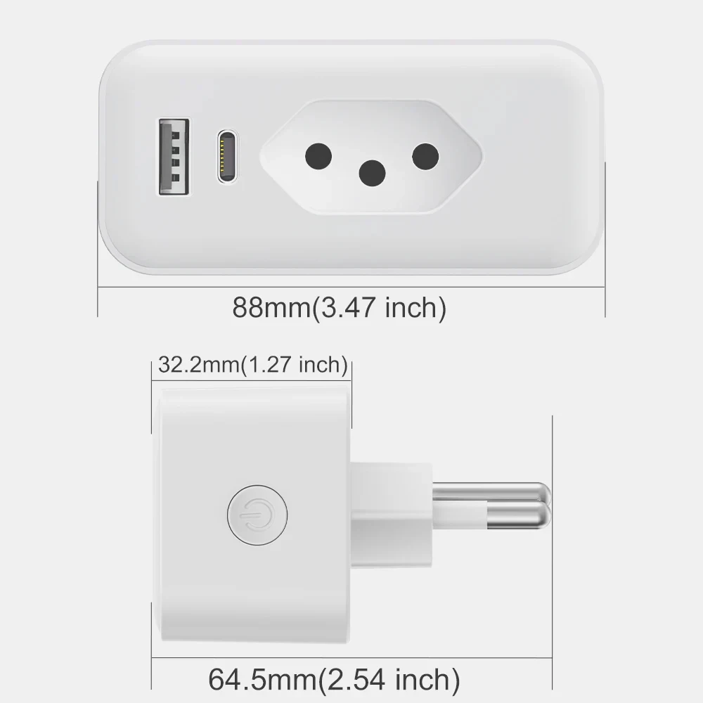 Imagem -06 - Miucda-tuya Wifi Brasil Smart Plug 16a 20a Monitor de Alimentação Usb tipo c Controle de Timing Remoto para Aplicativos Funciona com Alexa Google Home