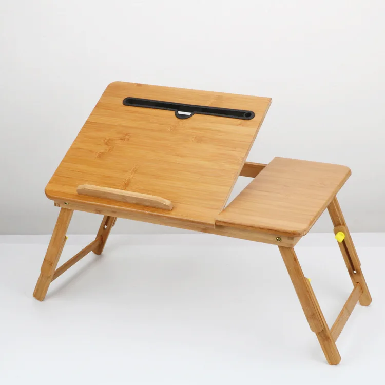 Foldable Nan Bamboo Laptop Desk Adjustable Desktop Cooling Feature Compact Bed Table Study Lap Use Modern Minimalist Computer