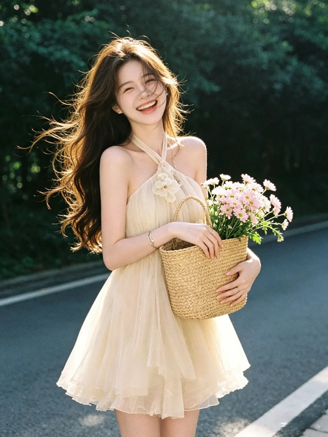 

Gentle Breeze Stylish Halter Neck Skirt Set Two Piece Ensemble Age Reducing Summer Outfit Comfortable Cotton Casual Wear
