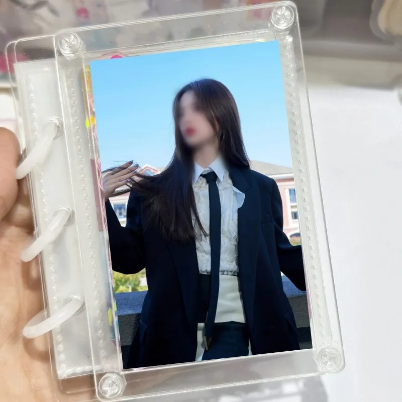 

3inch Acrylic Transparent Shell Loose-leaf Photo Album 3Hole DIY Detachable Binder Idol Photocard Holder Star Card Collect Book