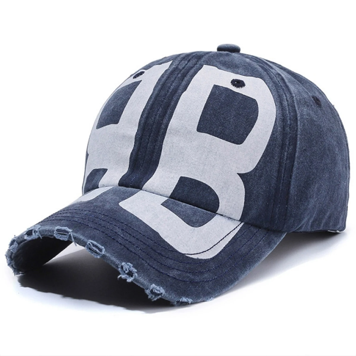 2025 New BB Printed Vintage Washed Hole Baseball Cap Men's Trendy Hip Hop Hat Women Exquisite Casual Sunshade Decorative Hat
