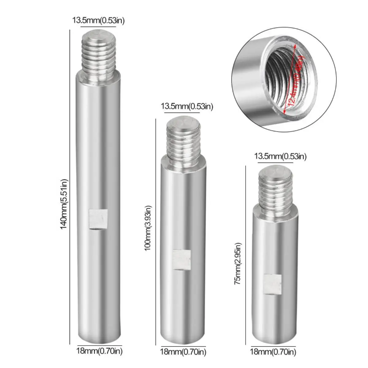 Backing Plate Thread Rotary Extension Shaft Set Aluminum Alloy Angle Grinder Rod for Grinder Metal Polishing