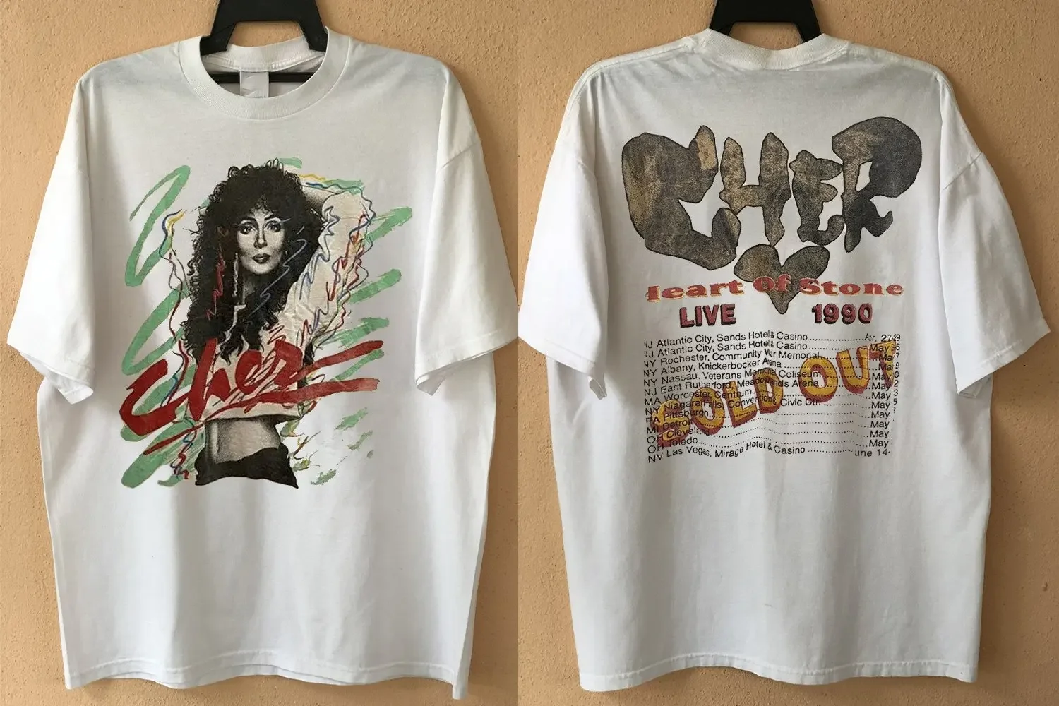 Футболка для концертов Cher Heart of Stone Live 1990, распродажа