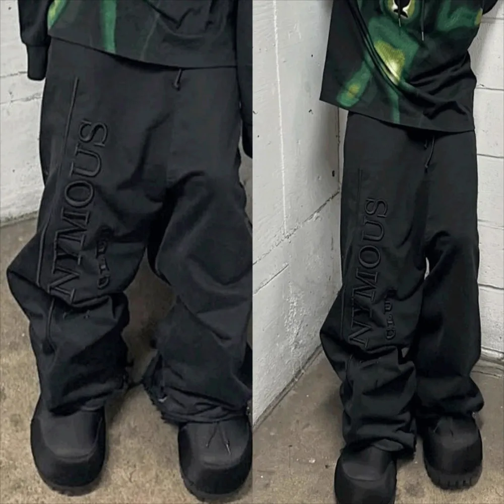 NIGO Men's Versatile Black Baggy Wide-legged Sports Sweatpants Spring  Straight Hip-hop Full Length Trousers Pants #NGTOP11762