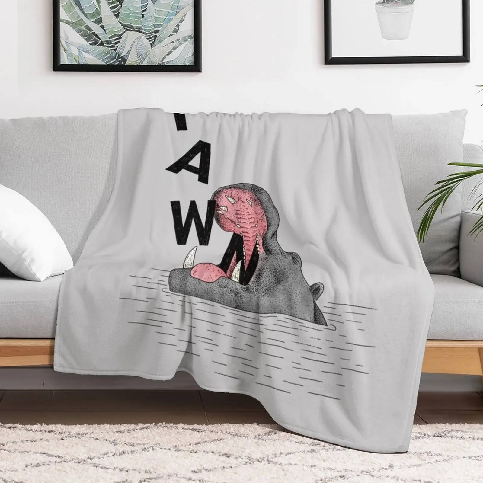 Yawning Hippo Throw Blanket Cozy Sofa Blanket for TV Watching Napping