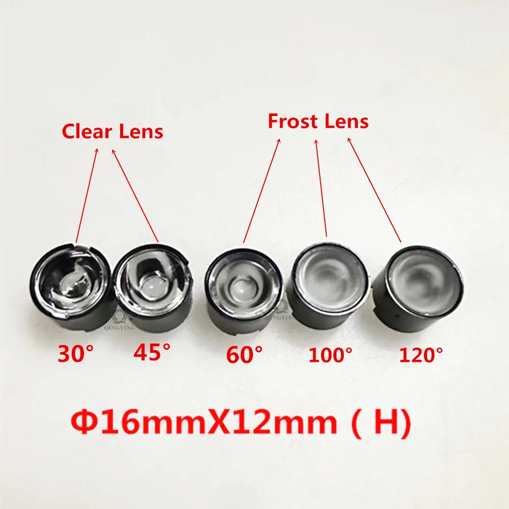 20PCS High Power 1W 3W 5W LED Lens 15mm 16mm 19mm 22mm PMMA Lenses With Bracket 15 30 45 60 90 100 120 Degree