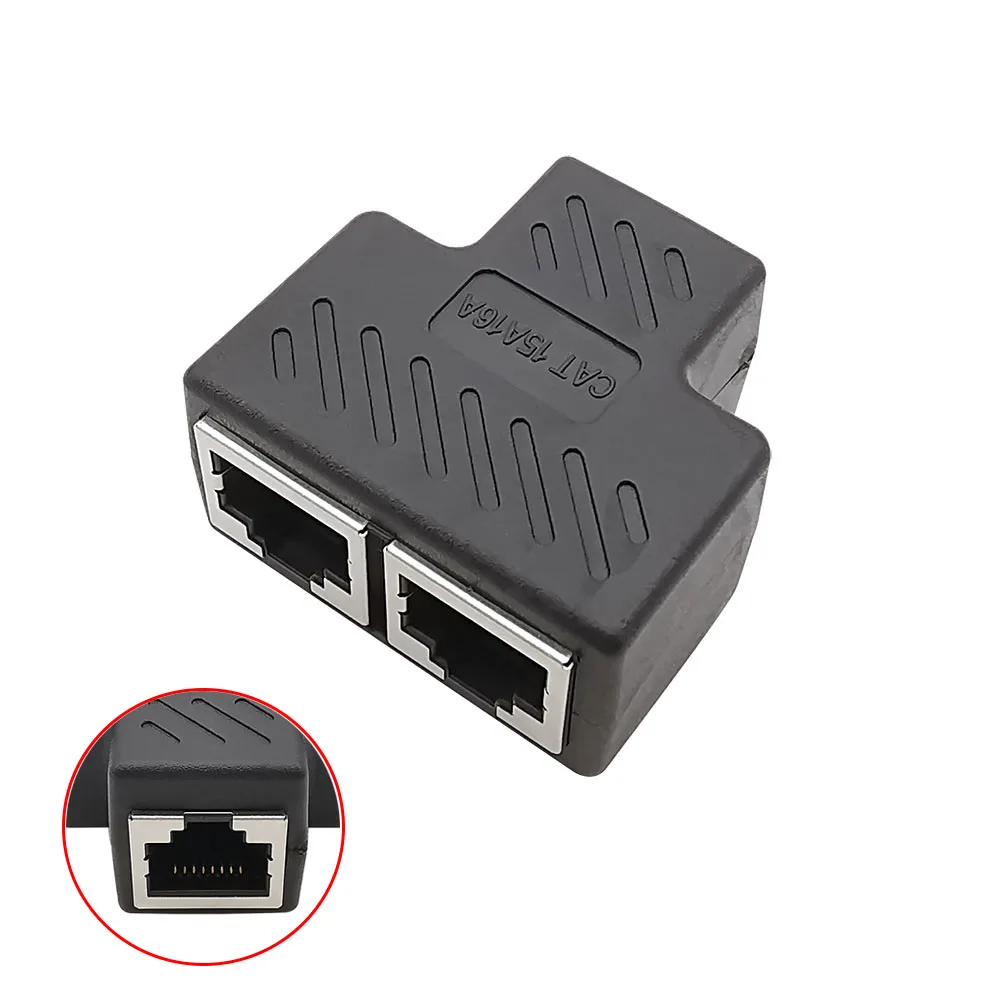 1/2Pcs RJ45 Female to 2x RJ45 Female Socket Connector 1 To 2 Ways RJ-45 Ethernet LAN Network Splitter Double Adapter