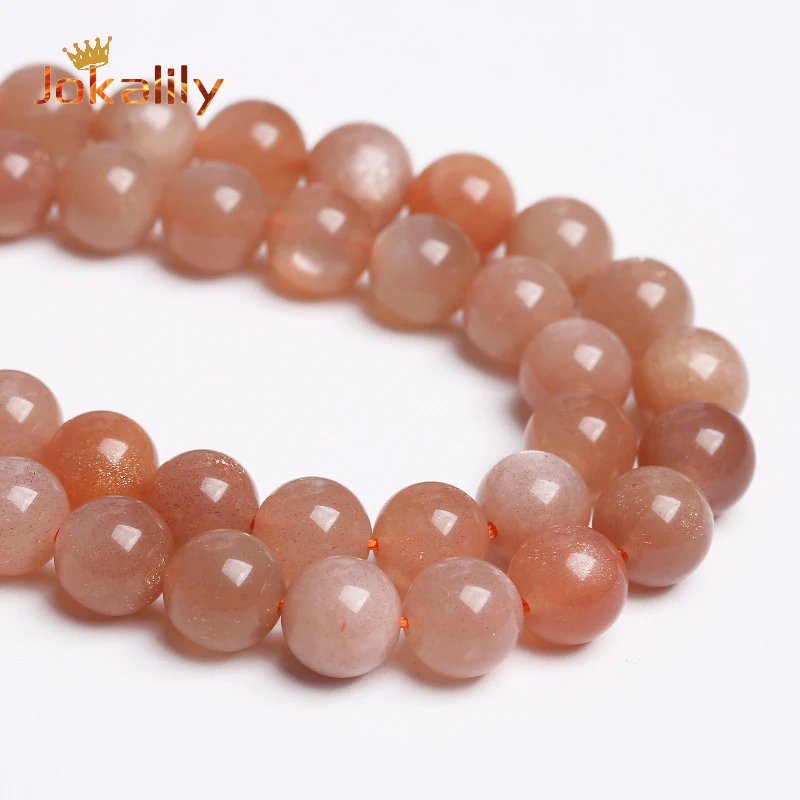 Natural Sunstone Beads Top Quality Orange Moonstone Quartz Round Beads For Jewelry Making DIY Bracelets Necklace 4 6 8 10mm 15