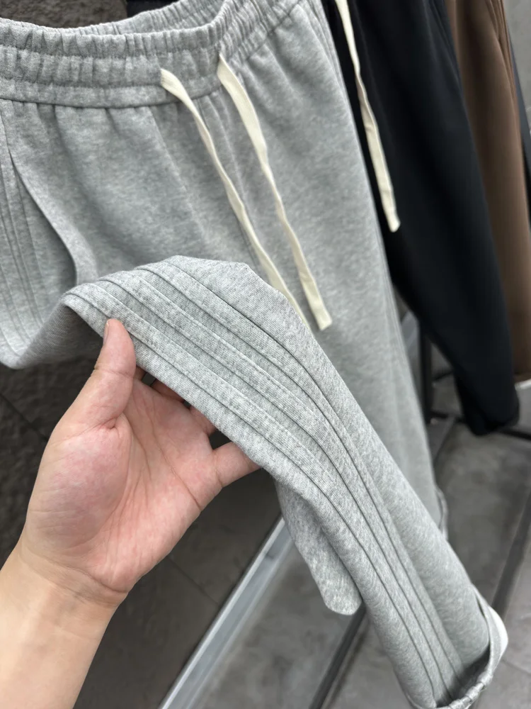 Svip Sli واسعة الساق مستقيم قطع السراويل الخريف الشتاء Faion مريحة ثي الدافئة عارضة الرجال Sweatpants #4