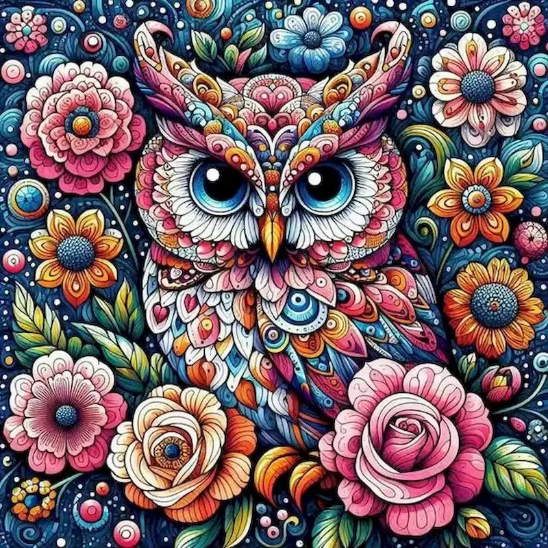 

RUOPOTY 5d Diamond Mosaic Rhinestones Owl Animal Full Round Square Fantasy Diamond Art Painting Handmade Gift