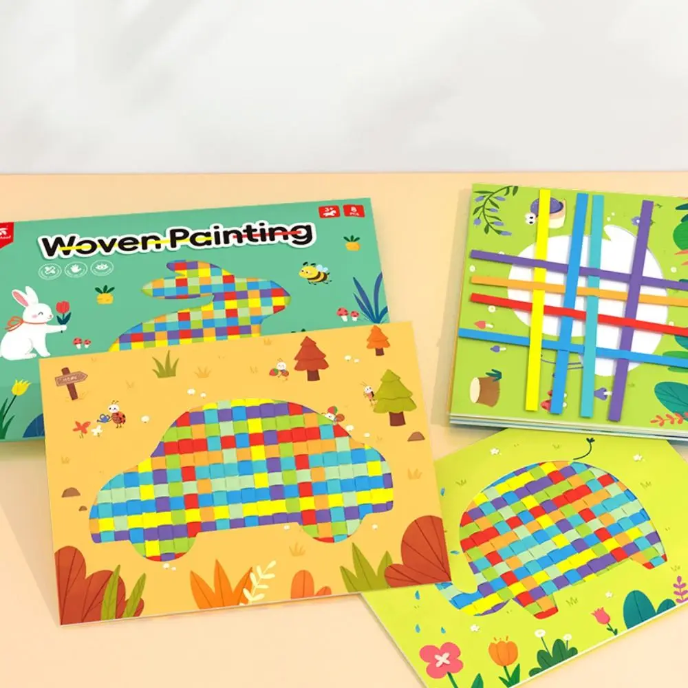 Kunst Handwerk Handgemachte Weben Spielzeug Sensorischen Montessori Tier Weben Material Set Manuelle Papier Gewebt Malerei Spielzeug Kinder Jungen Mädchen