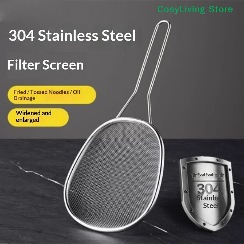 [CL]304 Stainless Steel Mesh Strainer Spoon Fine Wire Mesh Food Colander Long Handle Sieve Cooking Utensils Strainer[CL]