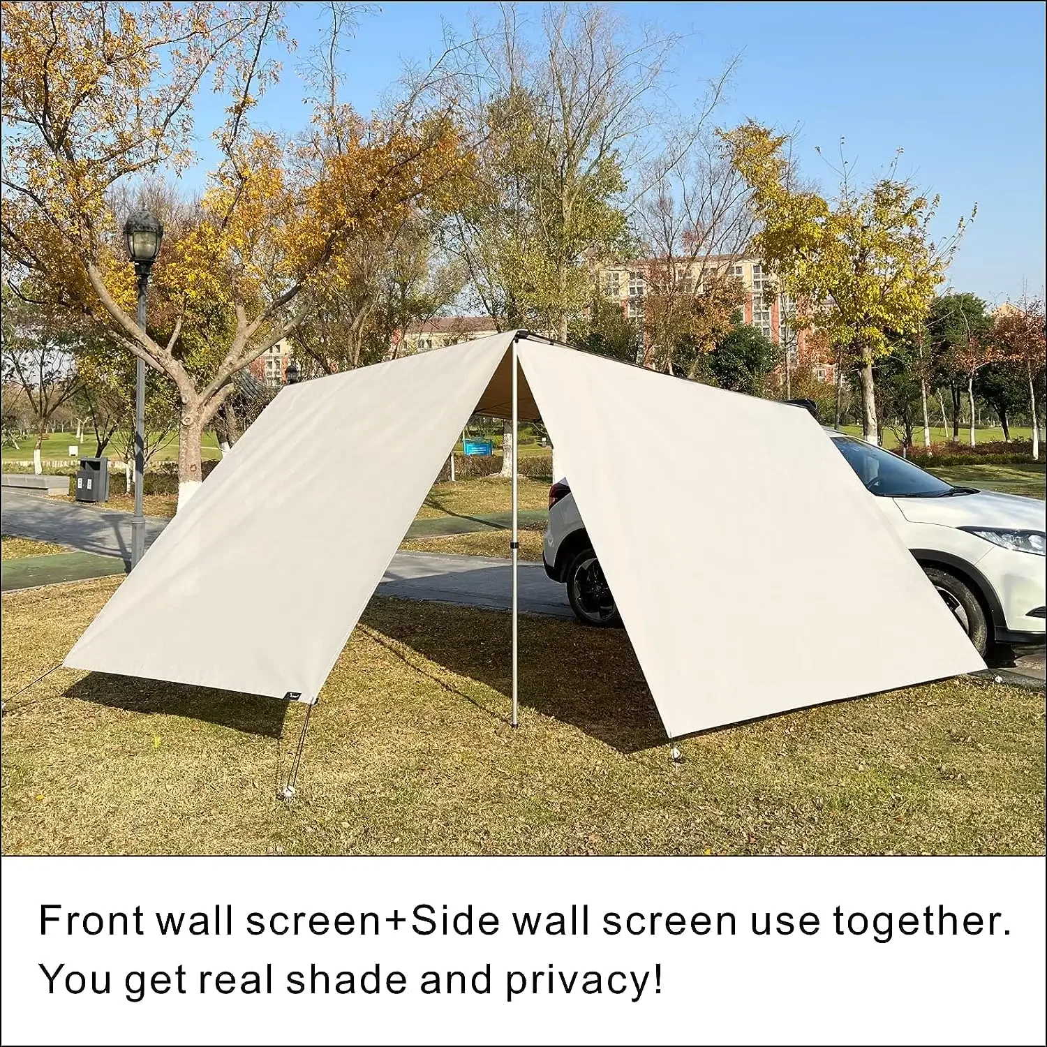 Car Side Screen Awning, Vehicle Shade Canopy with Wall Extension Cover