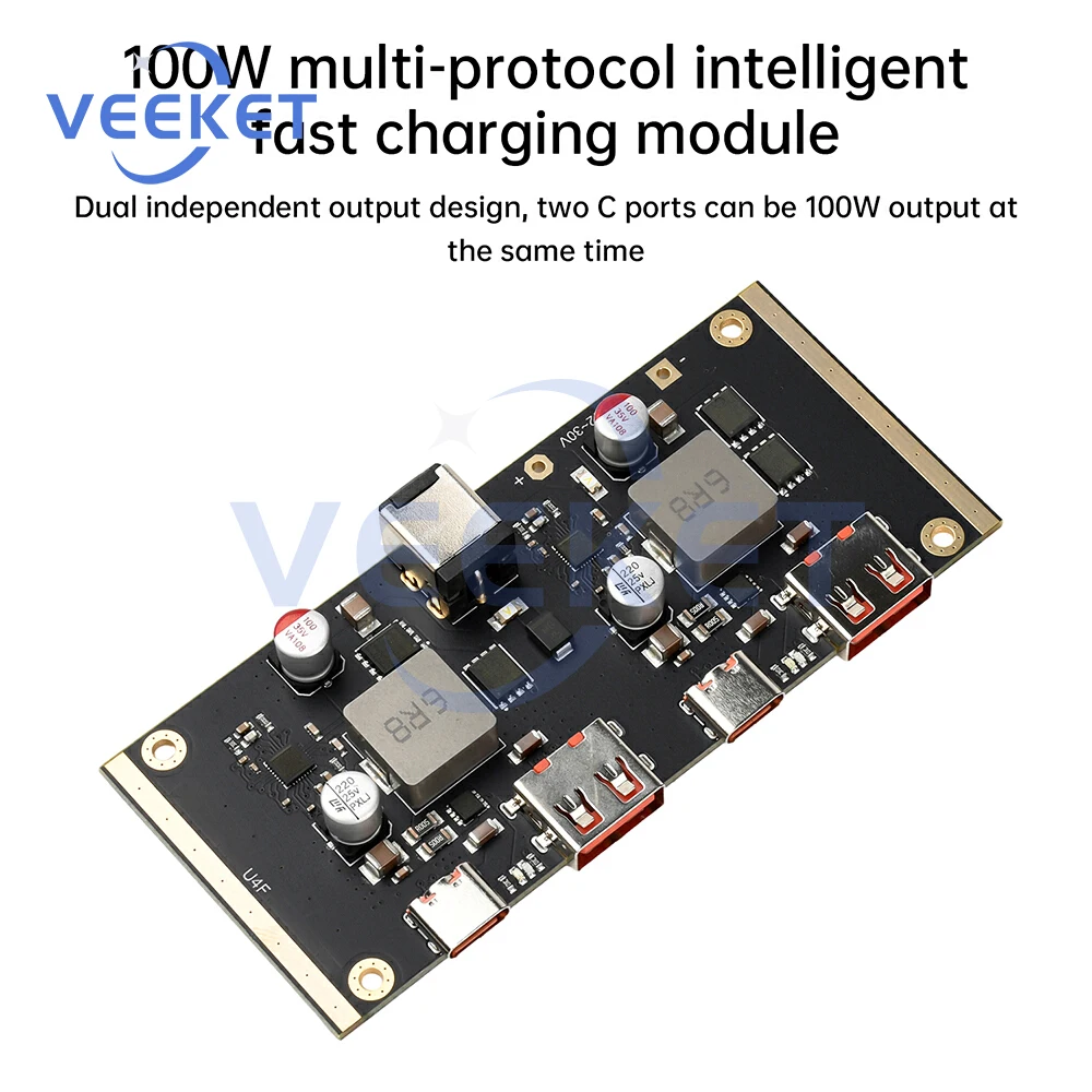 

PD 100W Fast Charging Module DC12-30V 100W 2 Channel Multi-protocol Intelligent Fast Charging Module Support PD QC SCP AFC VOOC