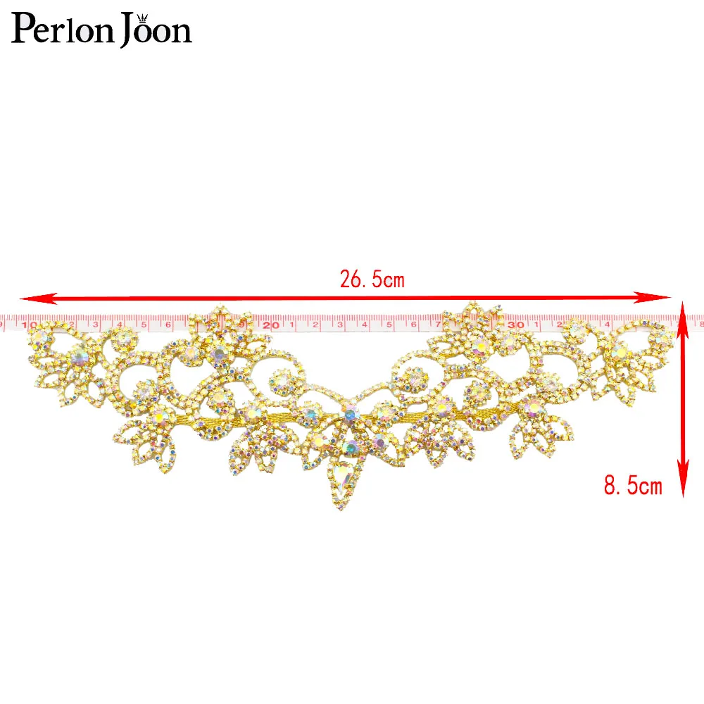 6*4.2in  Ab Crystal collar Rhinestone sew-on necklace adornment for Wedding Dress Skirt Flashing  Clothing Accessories YL012