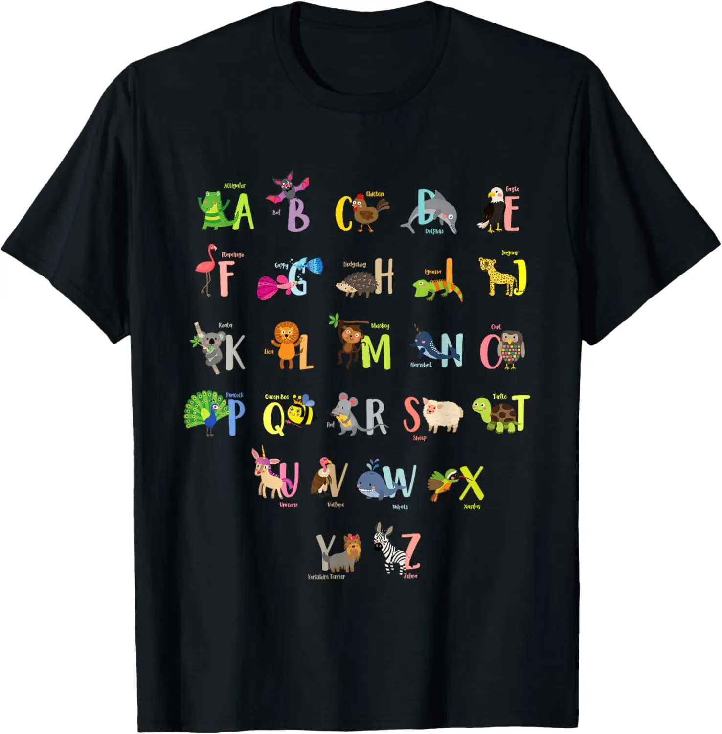 ABC Animals Identification A-Z Types Of Zoo Animals T-Shirt