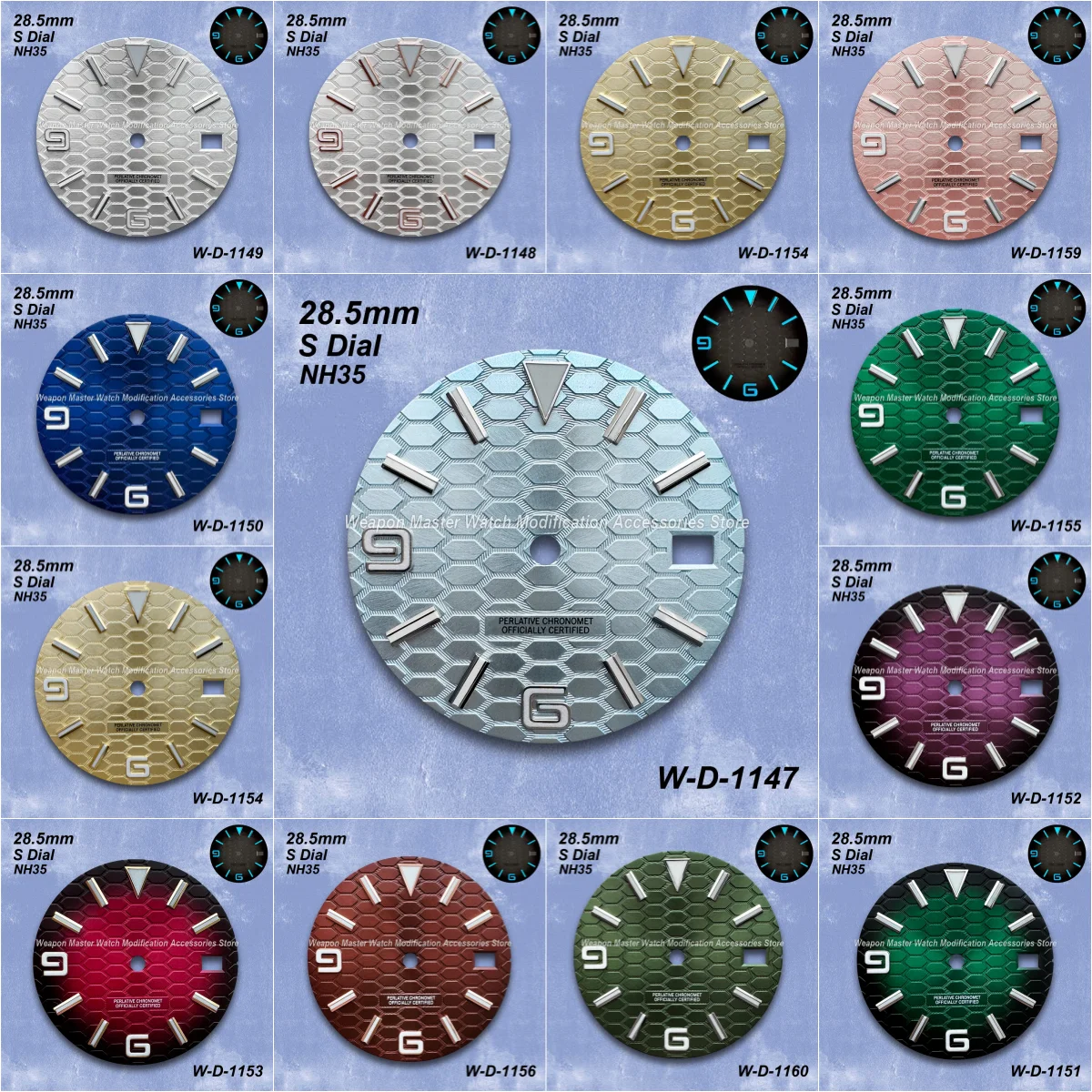 

28.5mm S Logo Diving Dial Fit NH35 Japanese Movement Ice Blue Luminous High-Quality Watch Modification Accessories