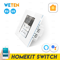 Smart Switch Homekit Wifi Light Switch Curtain Switch, LCD Screen Touch Panel, with RGB LED Ambient Light, for Alexa Google Home