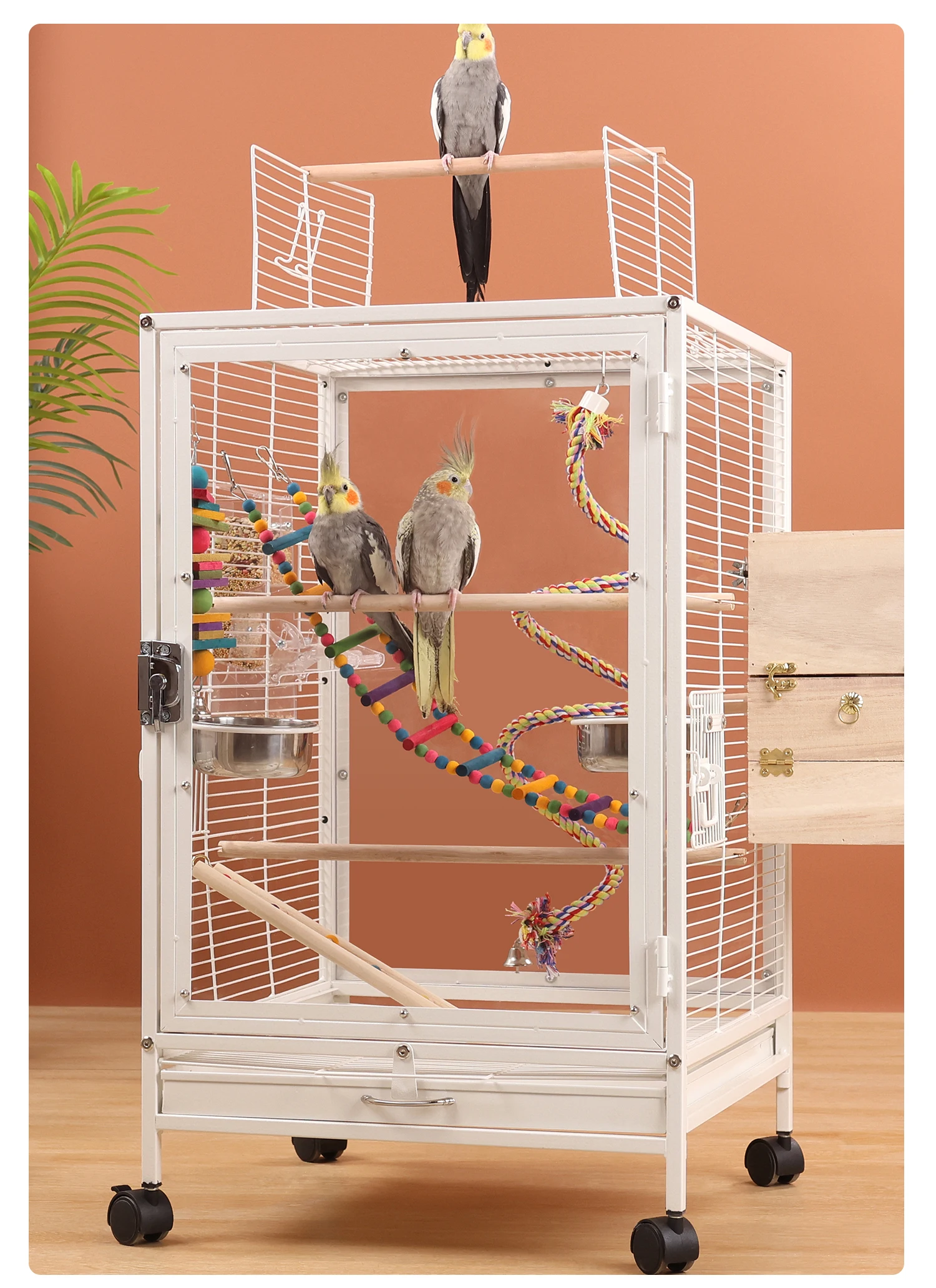 Transparent Bird Cages Splash-proof Parrot Bird Cage Large Budgie Villa Breeding Cage Outdoor Iron Bird Nest Pet Accessories A