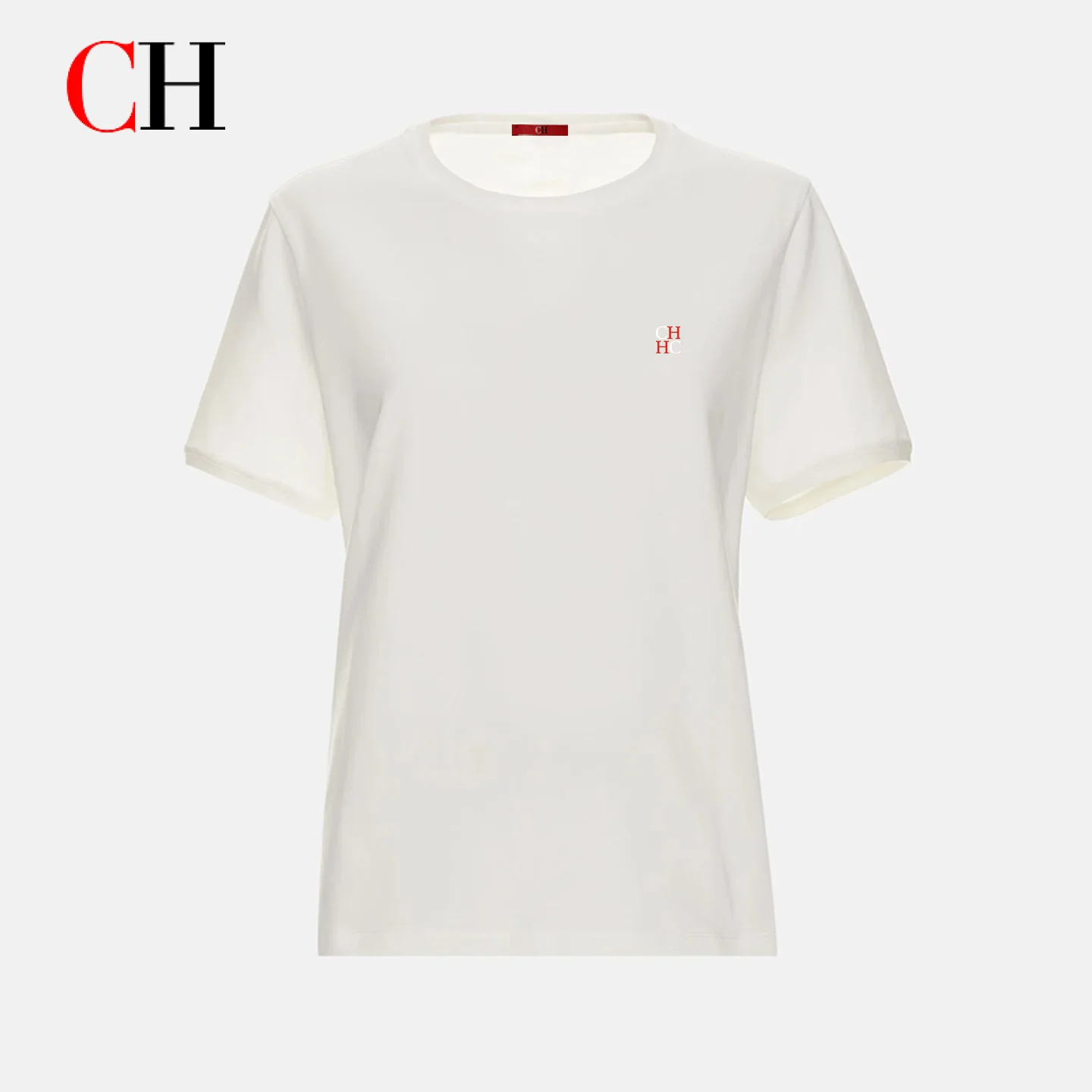 CH Women's Letter Embroidery T-Shirt Short Sleeve Crew Neck Casual Slim Fit Summer Basic Tee Fashion Streetwear Top