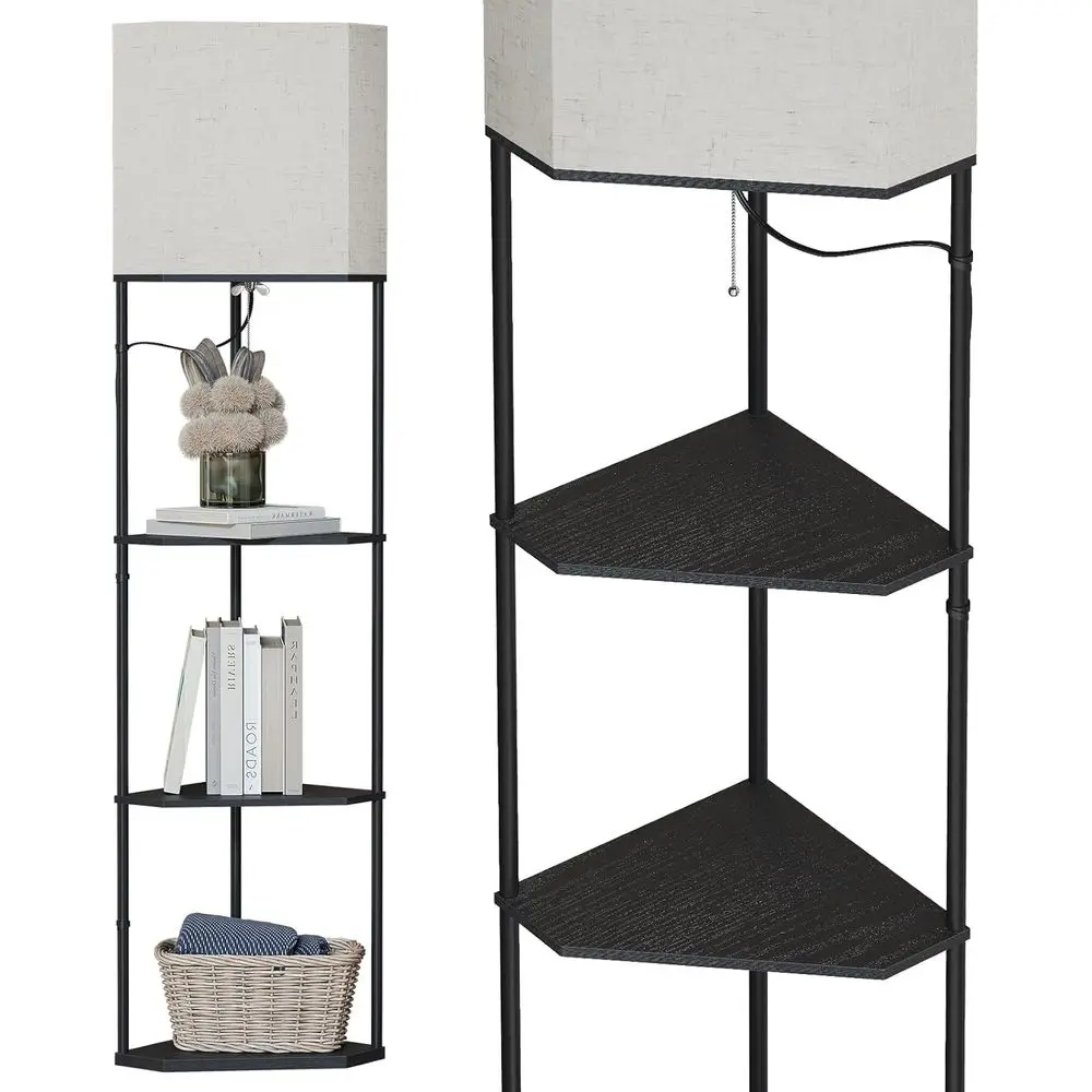 

Modern LED Floor Lamp with 3-Temperature Settings and Linen Shade, Corner Shelf Lamp for Living Spaces, Bedrooms, and Studies