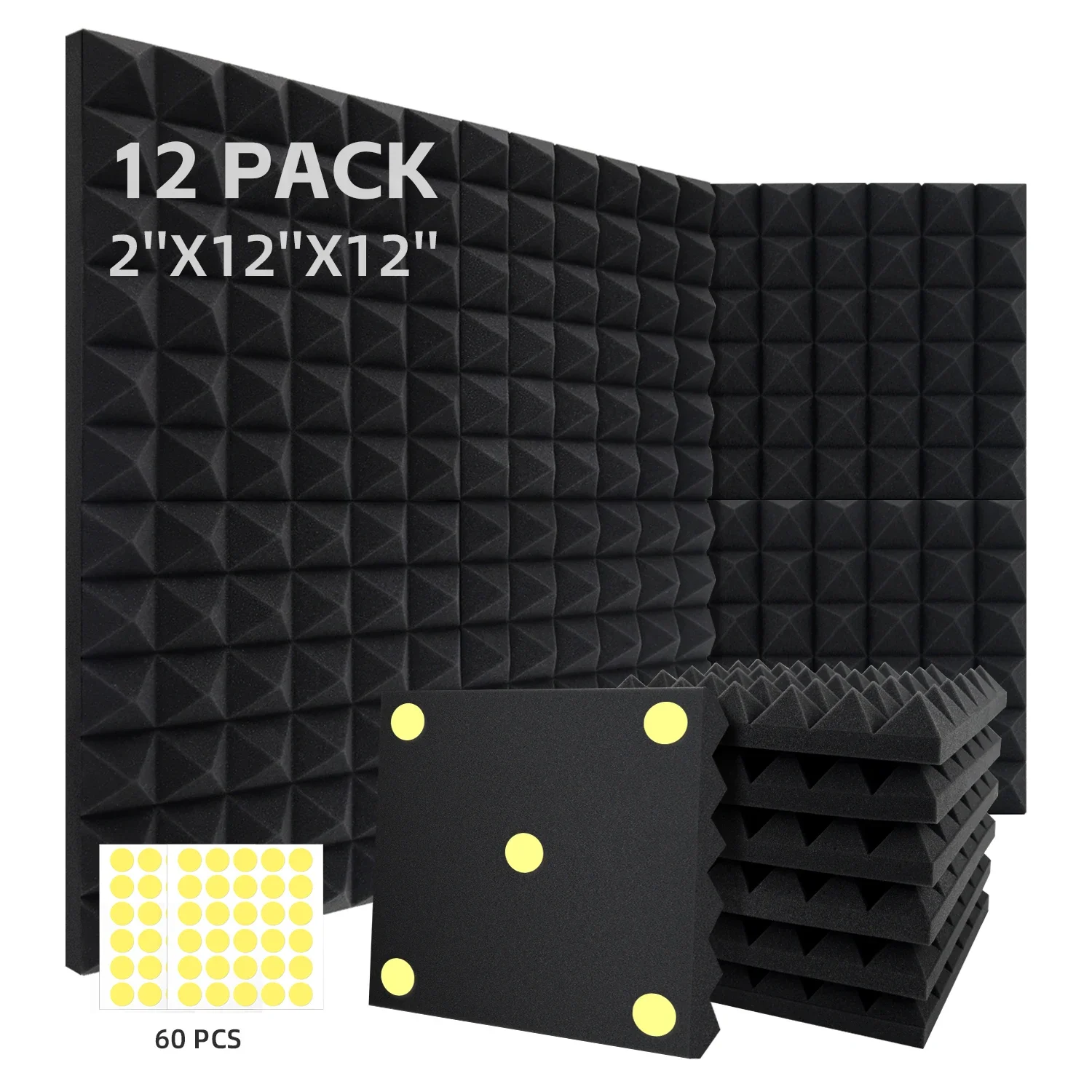 

Focusound Acoustic Foam Panel High Density Flame Retardant Soundproof Wall Panels Music Acoustic Treatment Home Decoration 12pcs