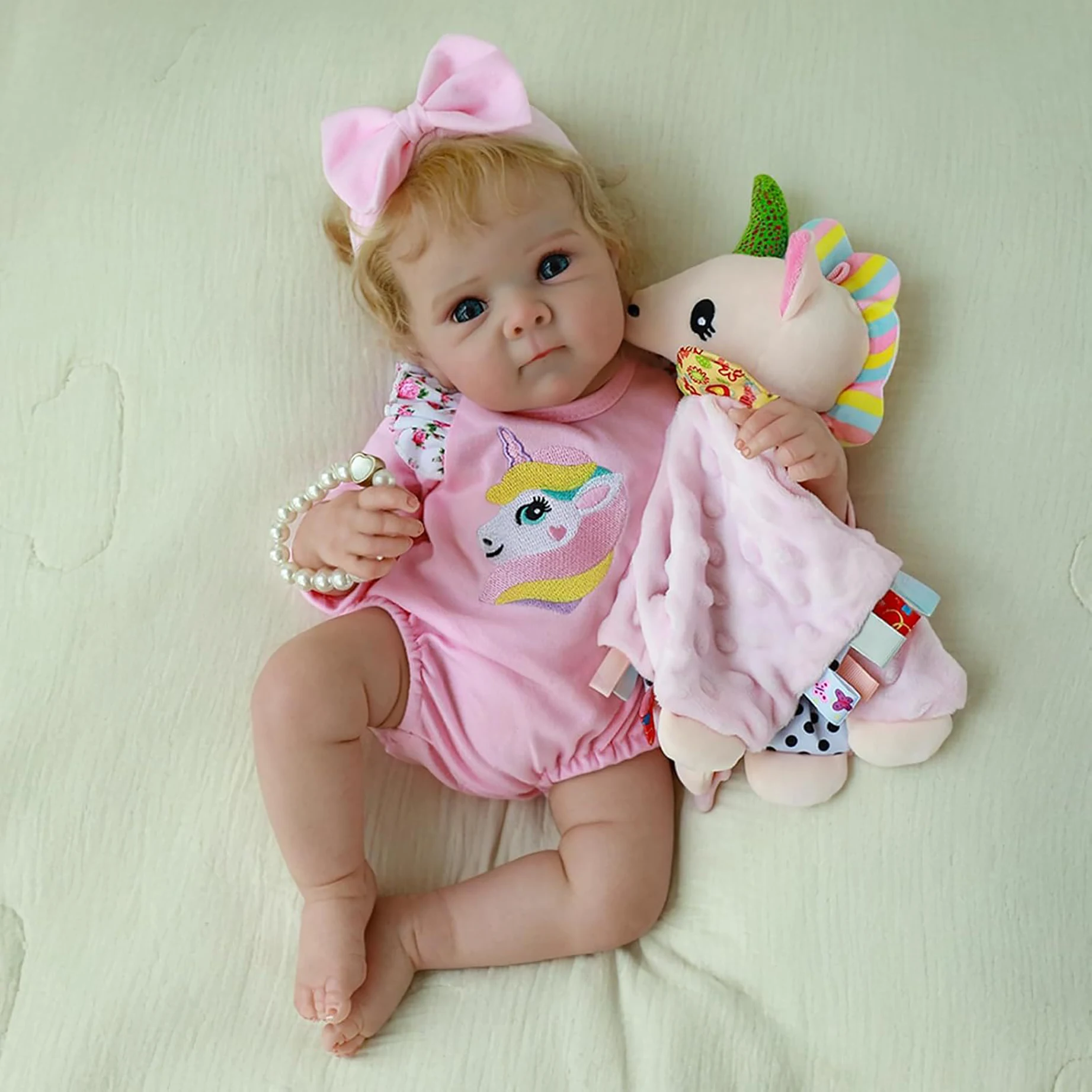 

Handcrafted soft vinyl 48 cm pink one-piece suit full rubber body bath doll Cute doll simulation rebirth doll HL015