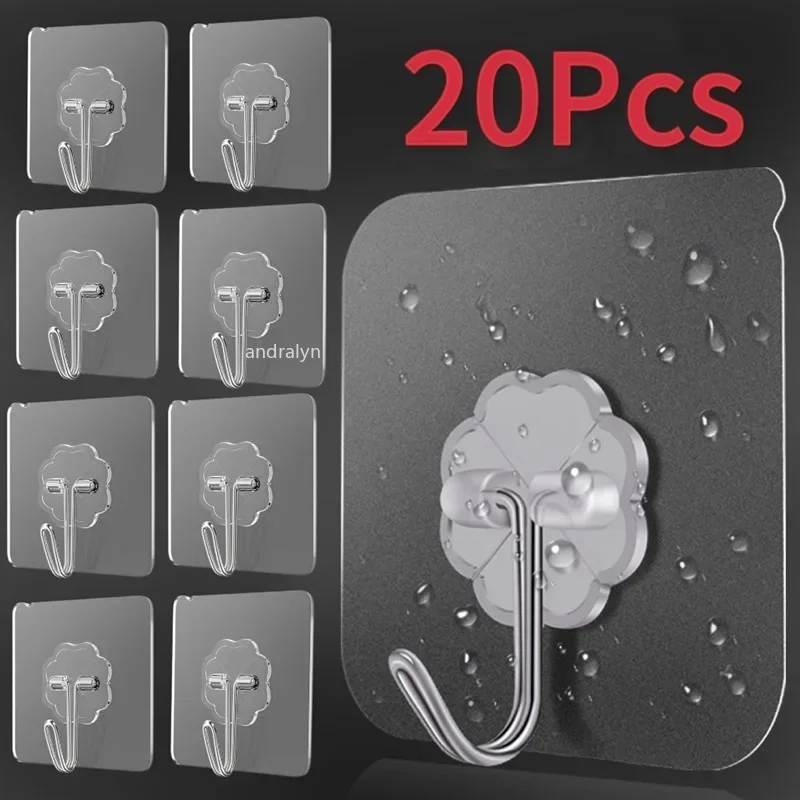 

Transparent Self Adhesive Wall Hooks Heavy Duty Multi-Purpose Wall Hook Key Holder Towel Holder For Kitchen Bathroom Accessories