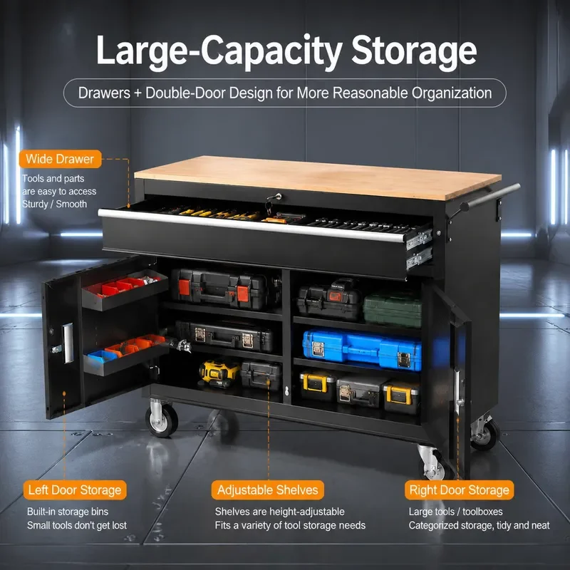 Industrial Grade Heavy Duty Tool Truck Thickened Lockable Drawer Movable Maintenance Cabinet Auto Repair Workshop Workbench