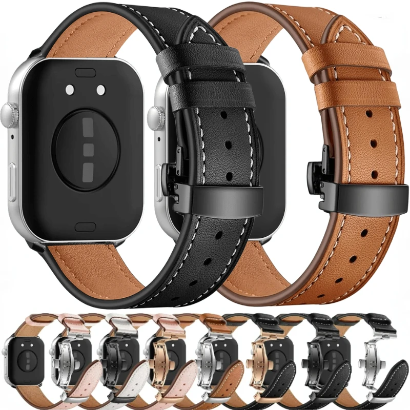 Lederarmband für Huawei Watch Fit 3/Fit 4, klassisches Rindsleder, Schmetterlingsschnalle, Armband für Huawei Watch Fit 4 Pro, Zubehör