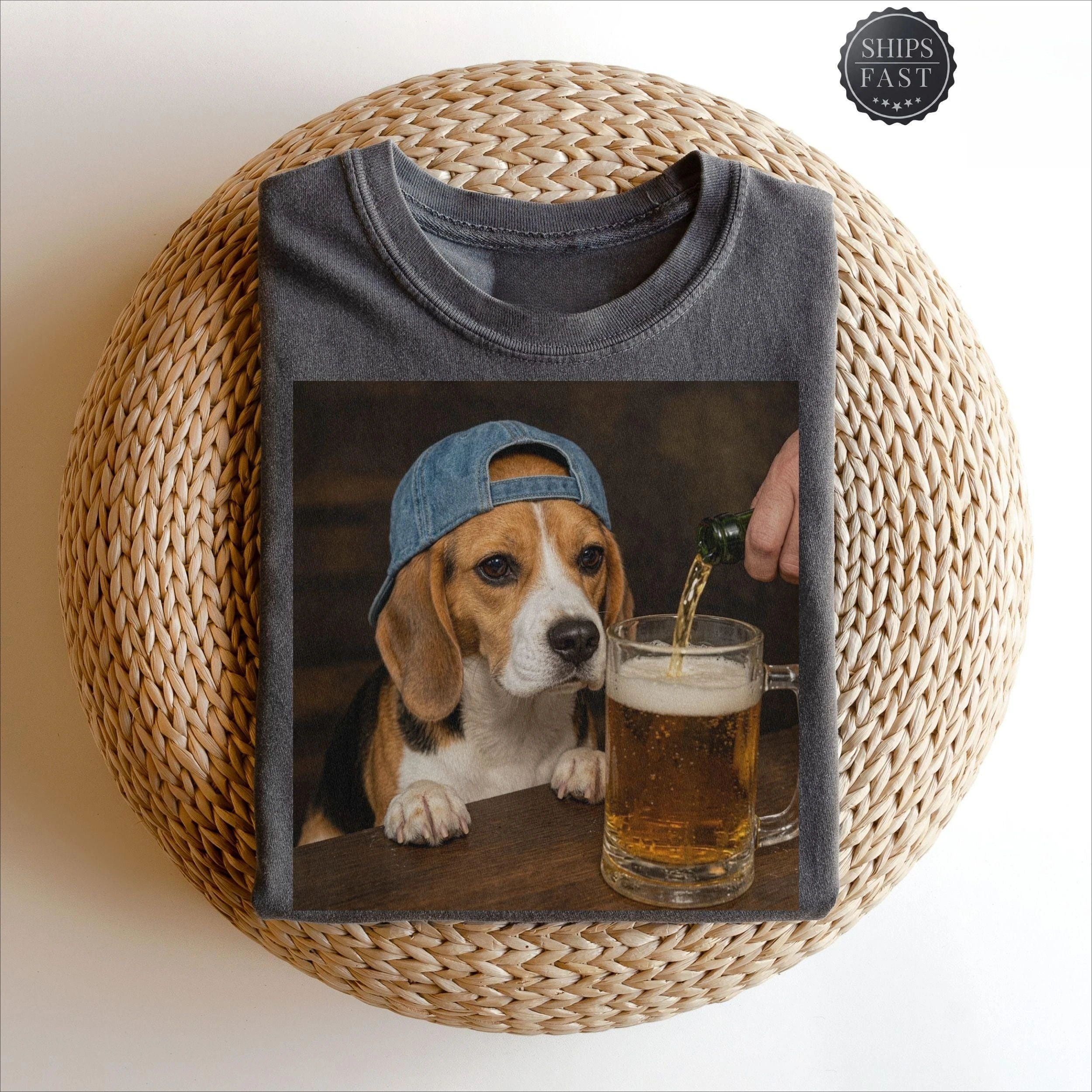2026 Vintage Beagle Drinking Beer T-Shirt, Beagle Meme Graphic Tee, Funny Dog Shirt, Beer Dog Shirt, Retro 90s Animal T-shirt
