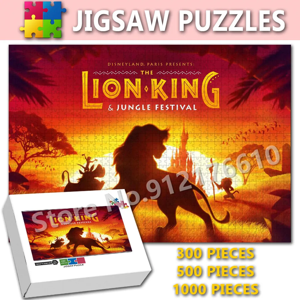 

Disney Movies Wooden Puzzle 300/500/1000 Pieces Lion King Animals Jigsaw Puzzles Educational Decompressing for Adult Kids Toys