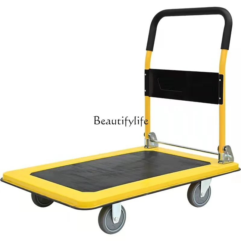 

05-trolley four-wheel handling small pull cart thickened push goods silent flat truck