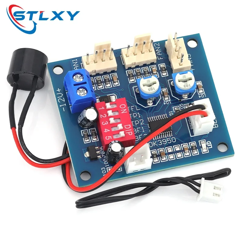 Stlxy 12V 5A PWM PC CPU Fan Temperature Control Speed Controller Board with Probe & Buzzer ﻿