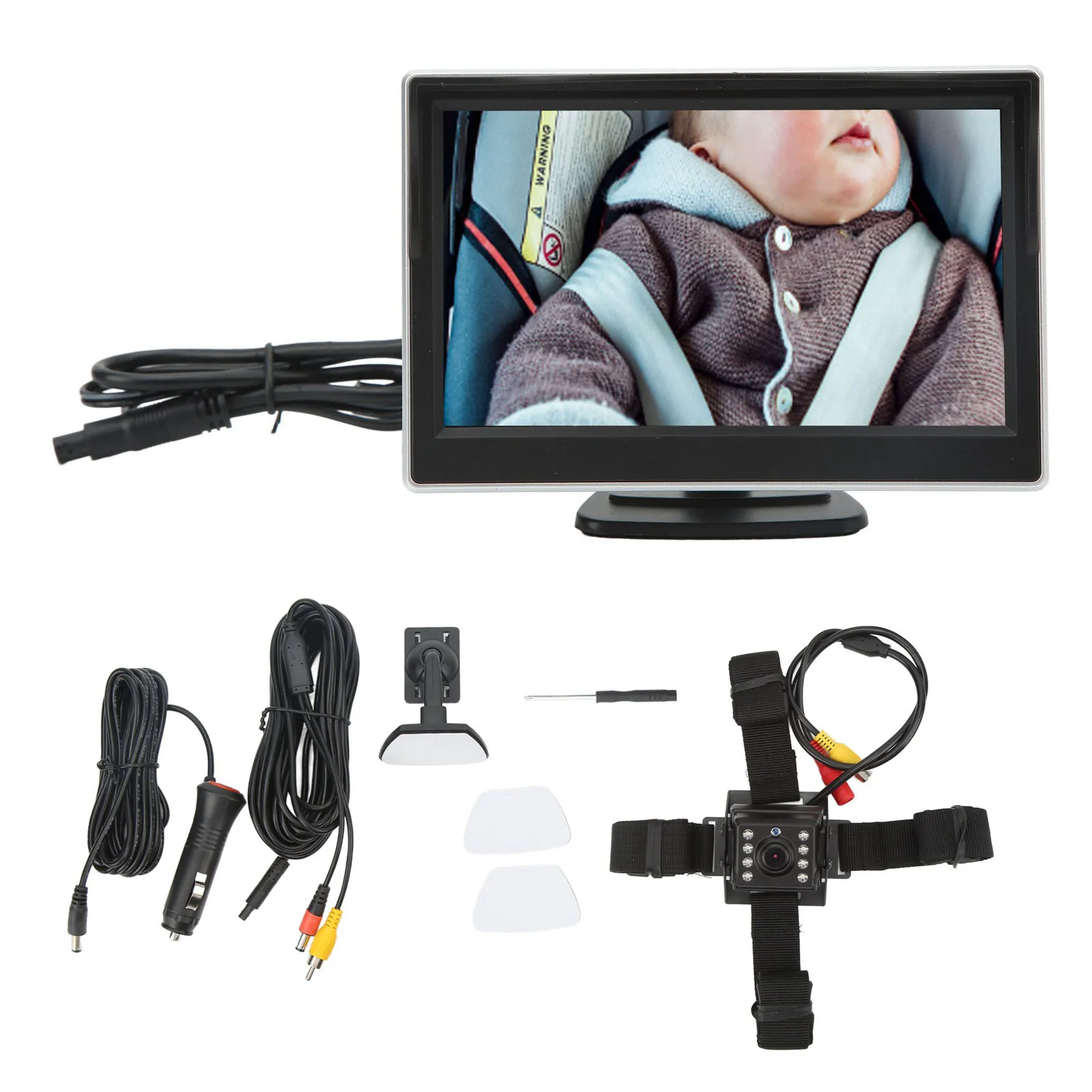 

5-дюймовое автомобильное зеркало для наблюдения за ребенком, HD 800RGB, с четким ночным видением, 120° ° Поворотное сиденье для детского автокресла, автомобильная камера, автомобильные аксессуары