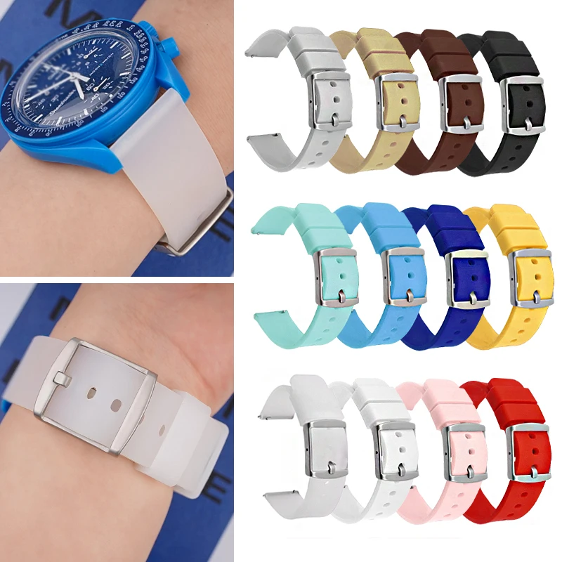 20mm Quick Release Strap For Omega MoonSwatch Replace Universal Wrist Band Silicone Rubber Sport Waterproof Watchband Belt New