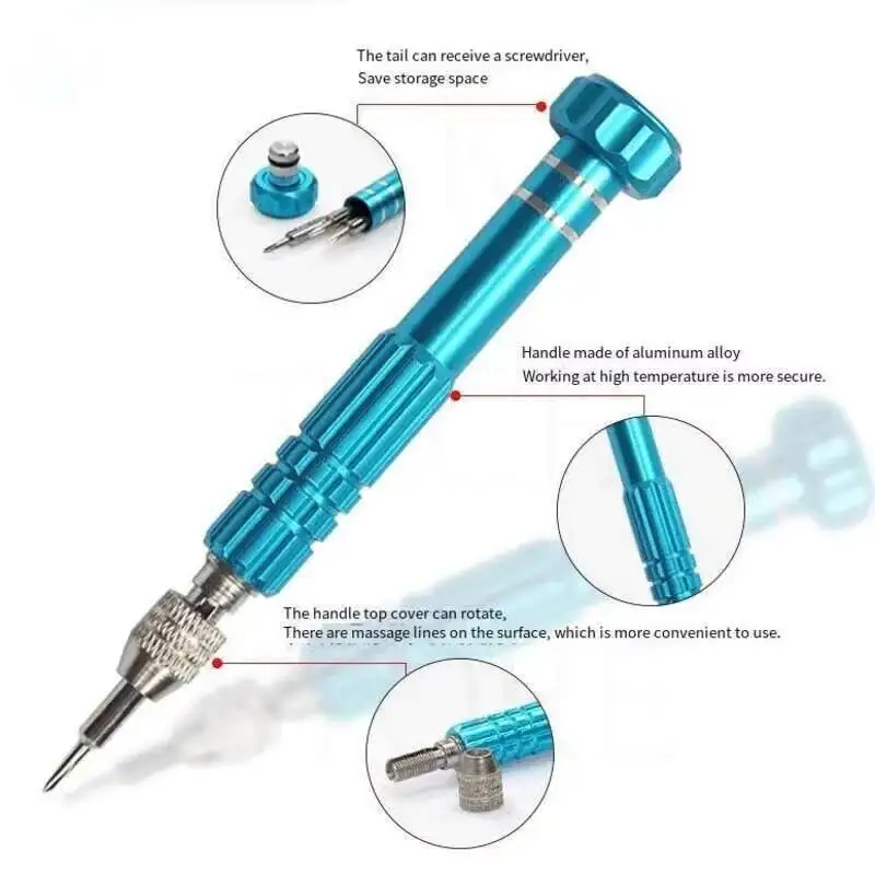 TE671 5-in-1 Aluminum Alloy Screwdriver Set With 5 Heads Is Used For Precision Tools Of Mobile Phone Electronic Maintenance.