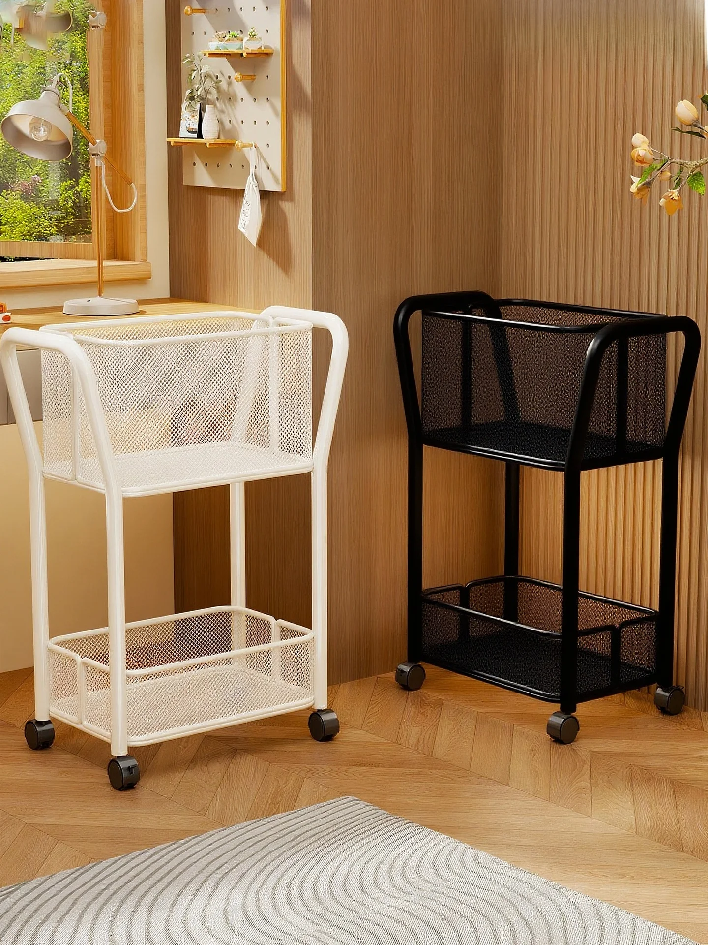 porta-libri-mobile-con-ruote-per-studenti-delle-scuole-superiori-organizer-da-scrivania-in-ferro-a-due-strati-silenzioso-e-resistente-all'usura