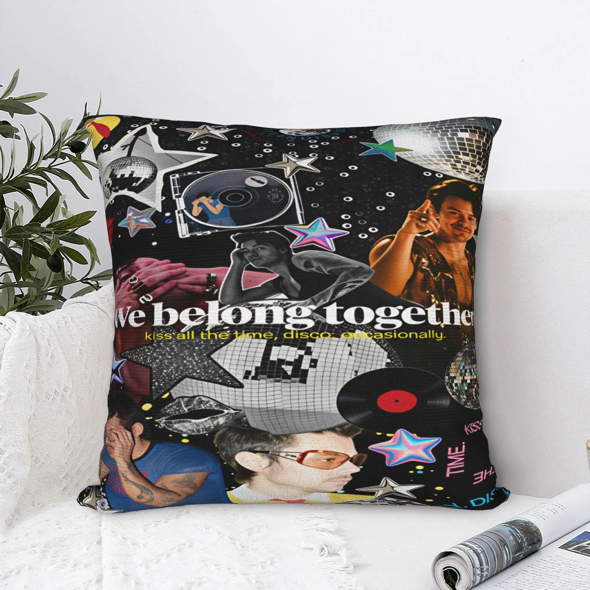 Harrys S-Styles Kiss Al the Time Pillow Cover  Funny Pillow Case For Sofa Bedroom Home Decor Soft Pillowcases Birthday Present