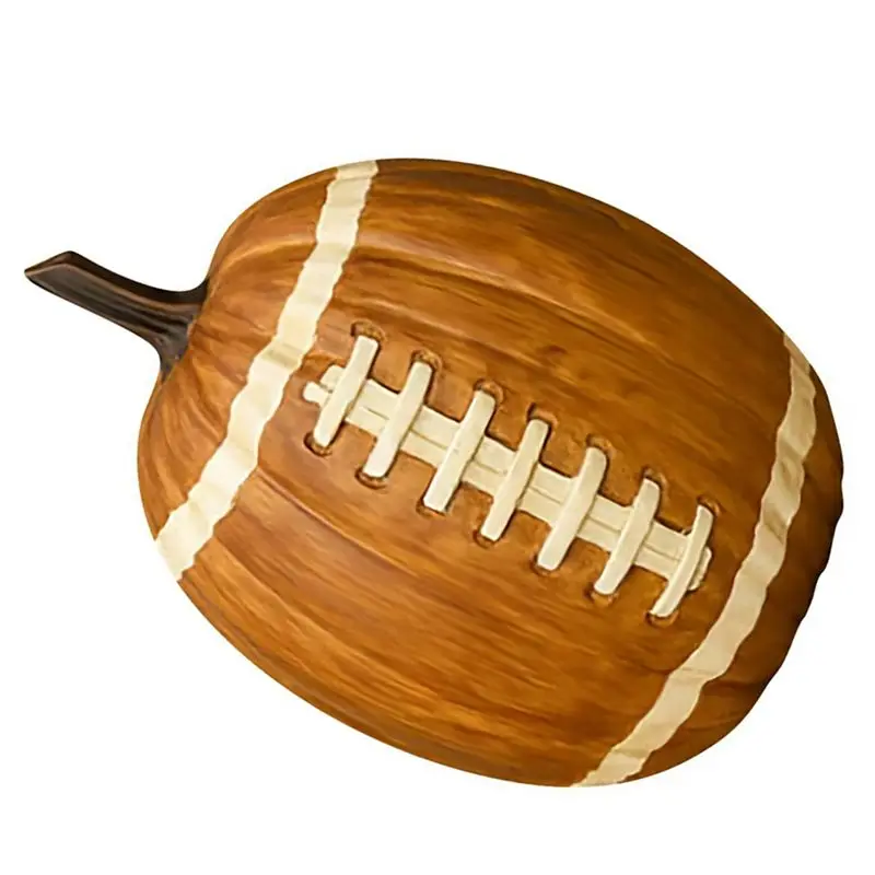 PZHI Football Pumpkin Decor Resin Ornament Halloween Fall Figurine for Indoor Outdoor Desktop Living Room Decoration