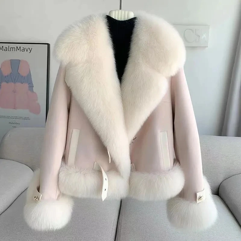 Chaquetas de piel sintética de alta calidad para mujer, abrigos de solapa peludos de lujo, Chaquetas cálidas de moda coreana, prendas de vestir exteriores de felpa de doble cara, Invierno