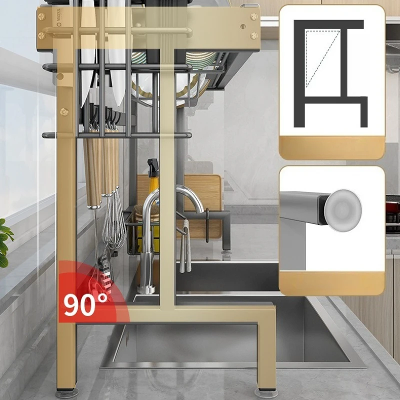 قابل للتعديل حوض الفولاذ المقاوم للصدأ رف تجفيف الأطباق الثقيلة توسيع منظم المطبخ كونترتوب إدارة الفضاء بالوعة واحدة