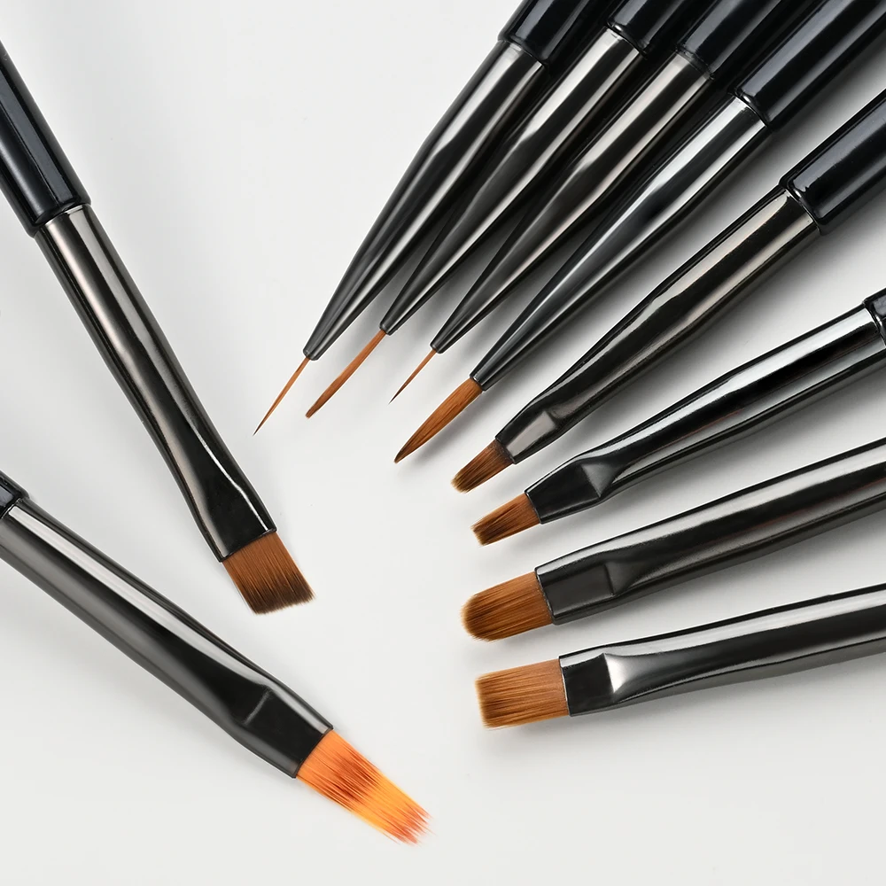 9 PZ/SET Linea Mista Del Chiodo Pennello Penna di Pittura 0.6/0.8/1/1.1//1.3 centimetri Professione Unghie Disegno Pennello FAI DA TE Chi Dipinto A Mano Maniurew Pen