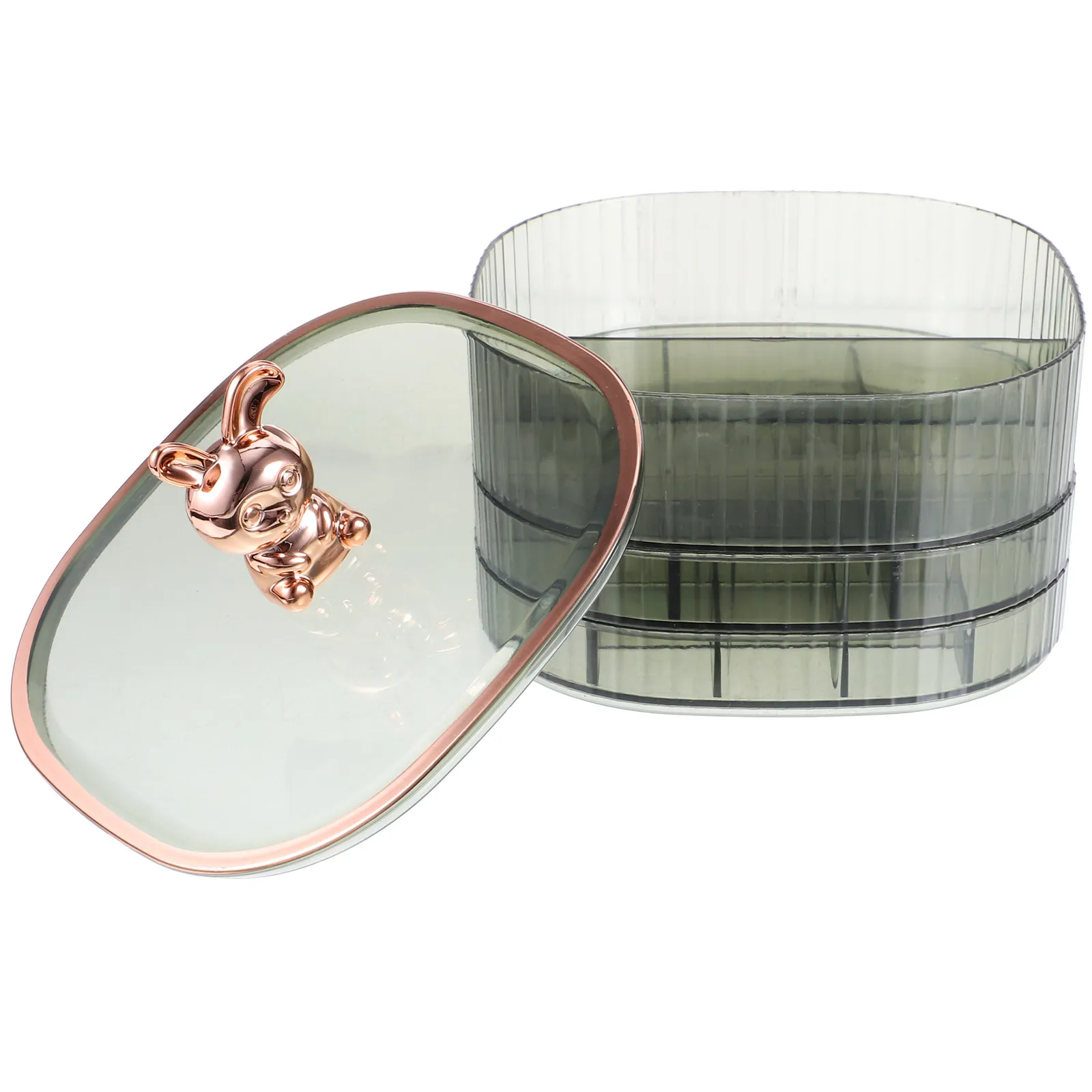 

Multi-Layer Jewelry Storage Box ABS Organizer Decorative Jewelry Case Mini Rabbit Statue Display Stand for Vanity Table Trinket