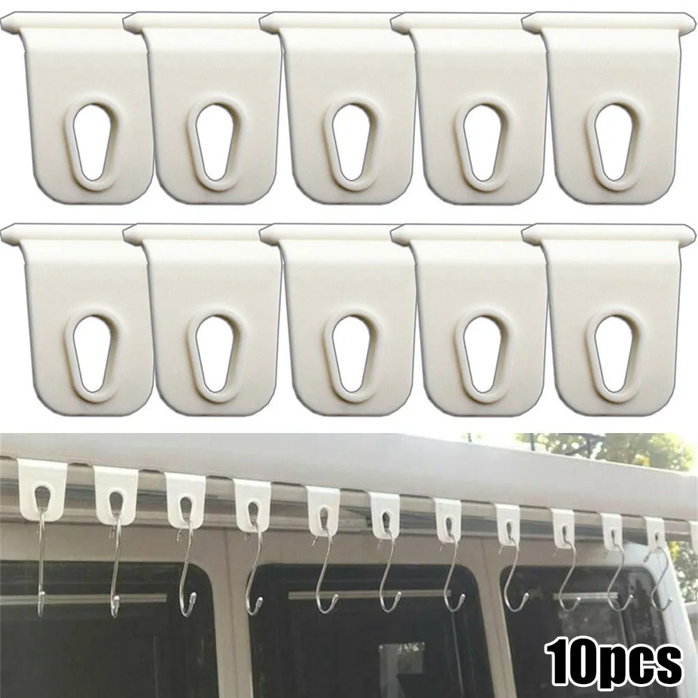 

10pcs Awning Clothes Hook Racks White For RVs Campers Caravans Light Holder RV Awnning Hooks Automobile Parts And Accessories