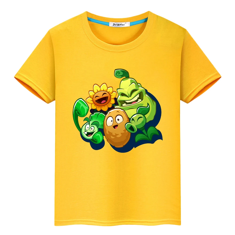 تي شيرت مطبوع عليه نباتات ضد الزومبي للأطفال الأولاد 10 سنوات ملابس أنيمي 100% قطن كاواي قصيرة فخر تي شيرت y2k قطعة واحدة ملابس الفتيات